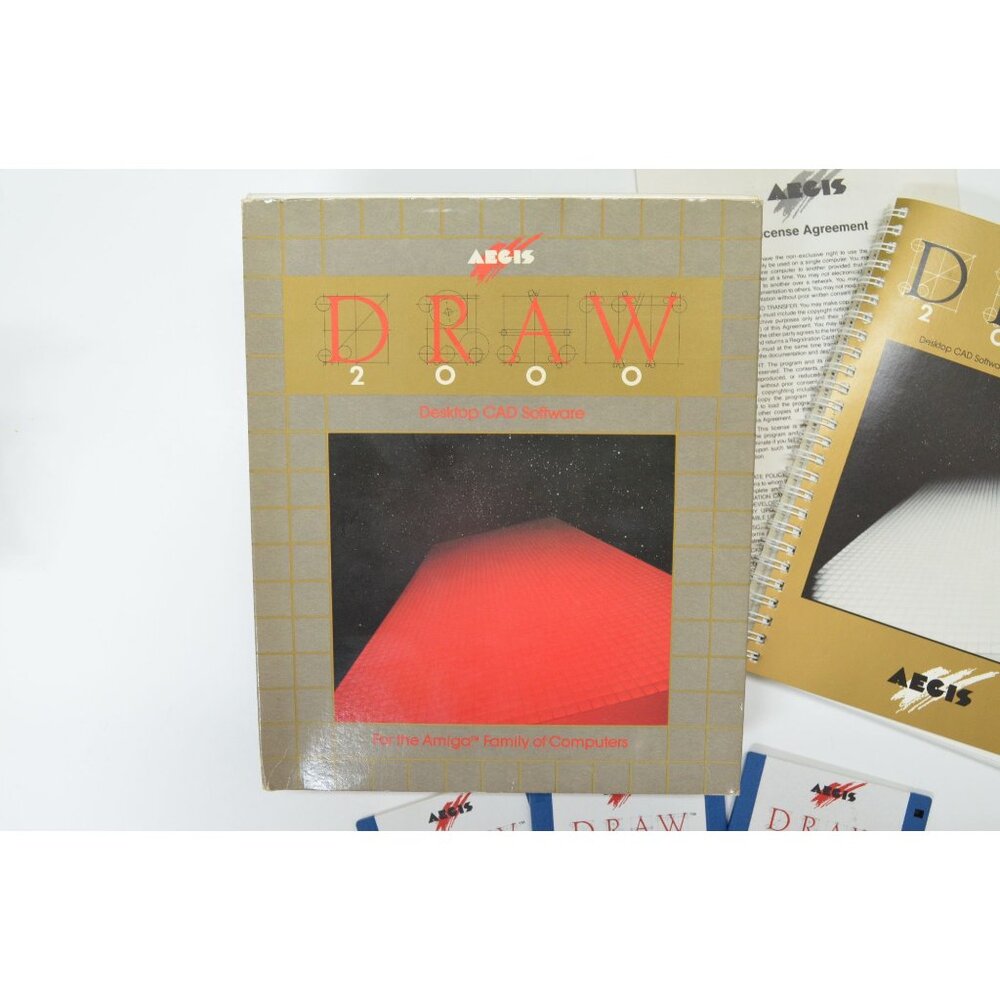 Vintage PC Software Aegis Draw 2000 CAD Commodore Amiga 1988 Manual Disks - Picture 5 of 7